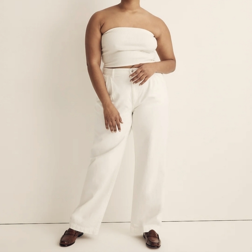 Madewell The Harlow Wide-Leg Jean in Tile White size 30